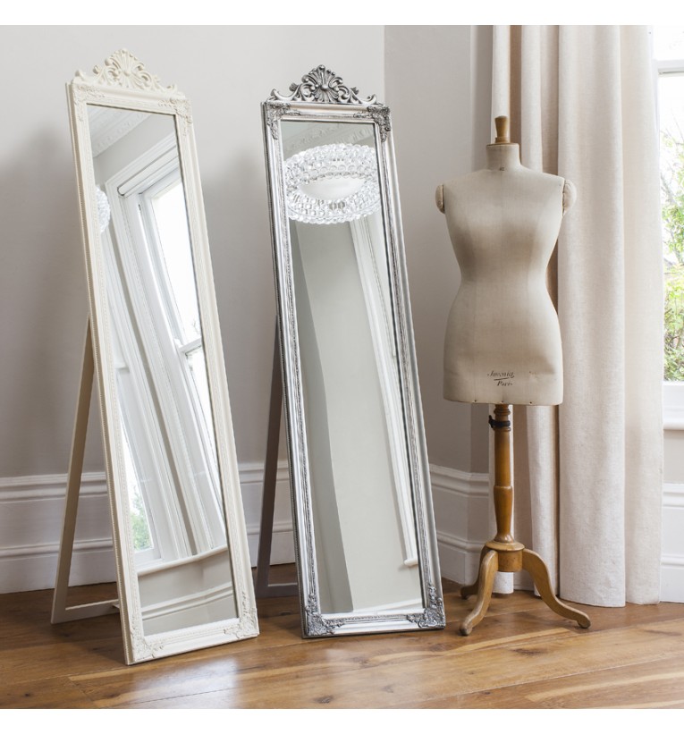 Lambeth Wood Cheval Mirror Silver