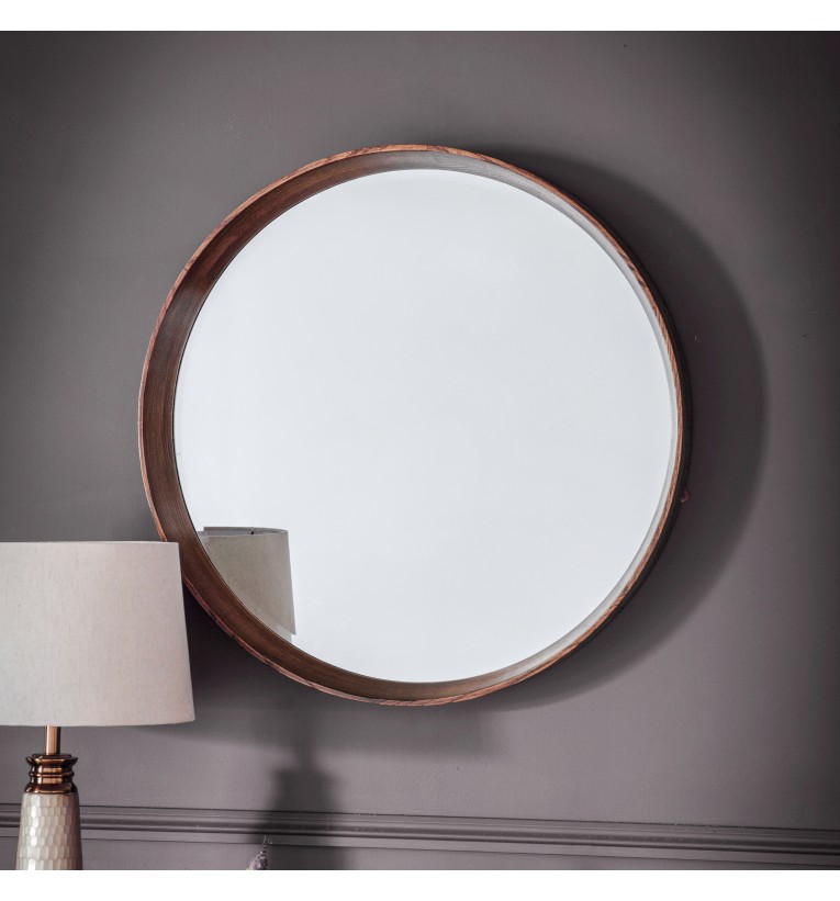 Keaton Round Mirror Walnut 