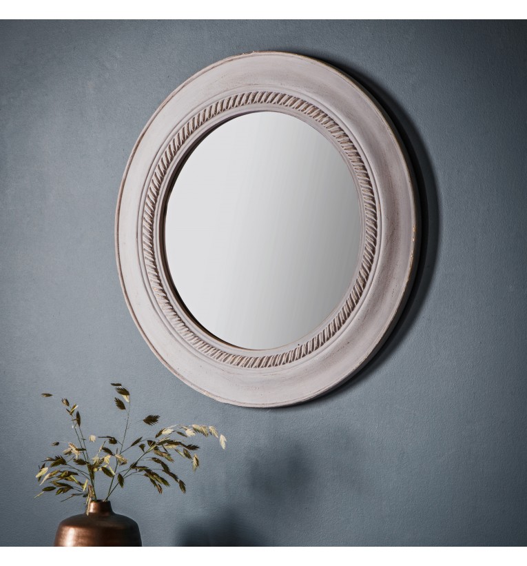 Neeson Round Mirror Distressed Grey 