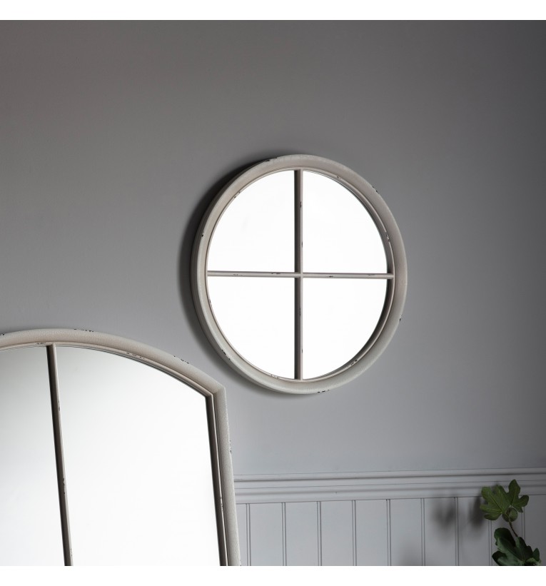 Horley Round Mirror White